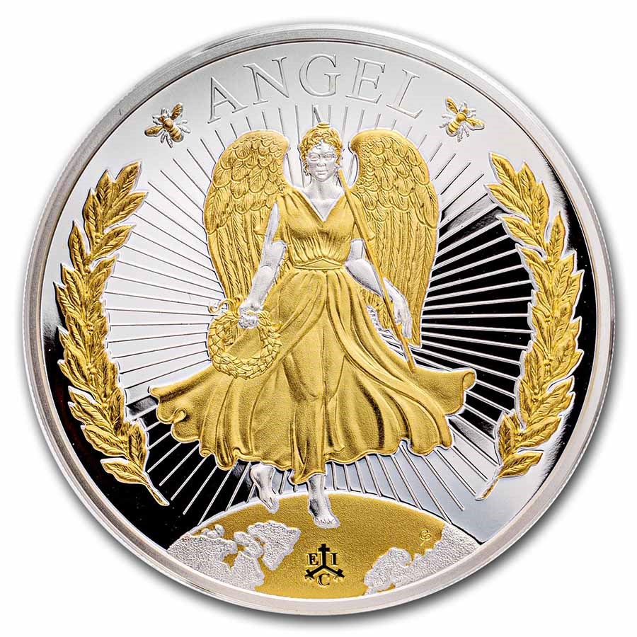 2023 St. Helena 1 oz Silver Lucky Angel Proof (Gilded)